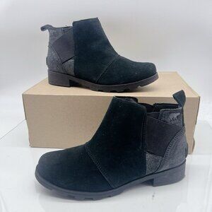 Sorel Girls Emelie Chelsea Waterproof Boots Black Sparkles Bootie US 5/ EU 37